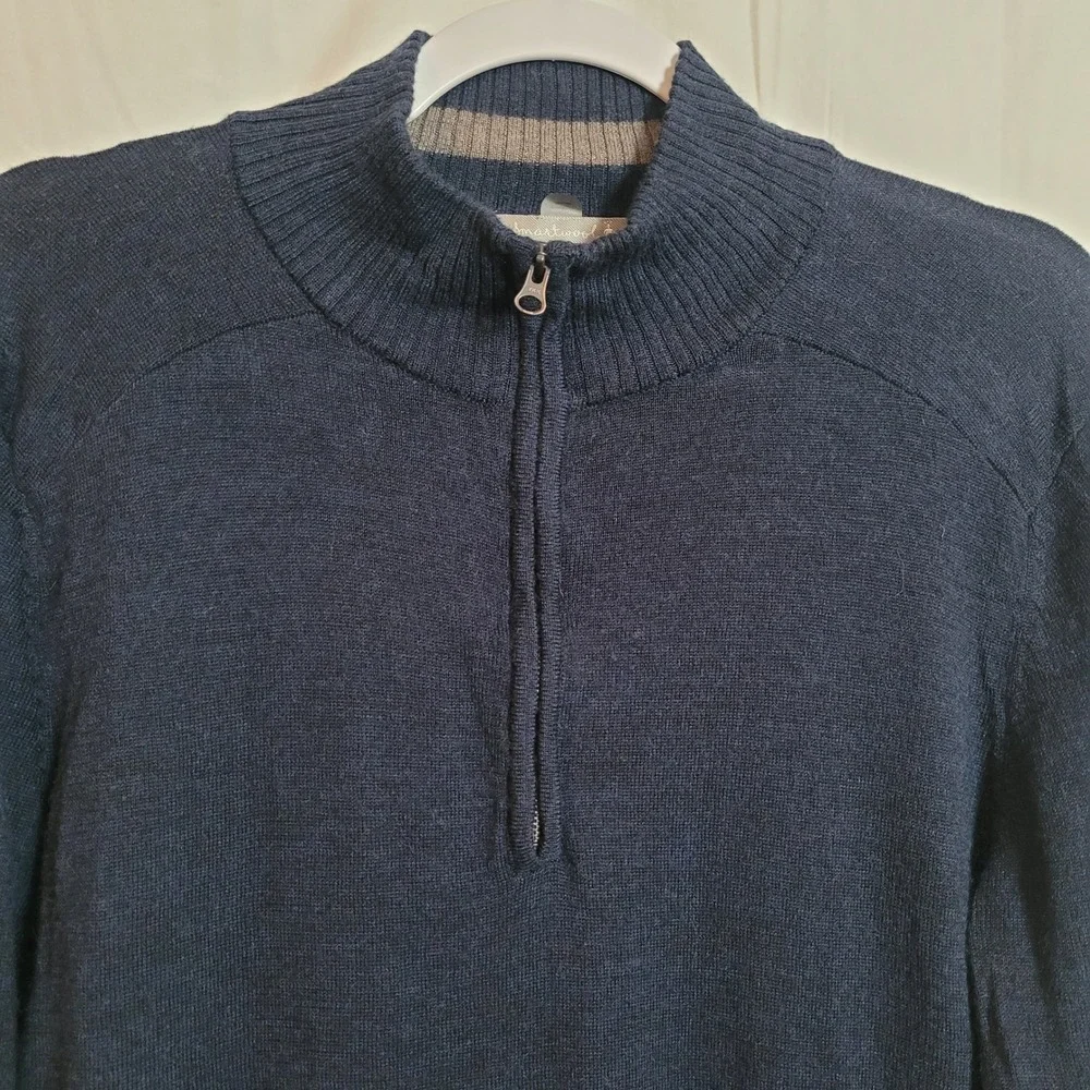 Smartwool Merino Wool Blend 1/4 Zip Sweater Navy Blue Men's Medium Preppy Casual